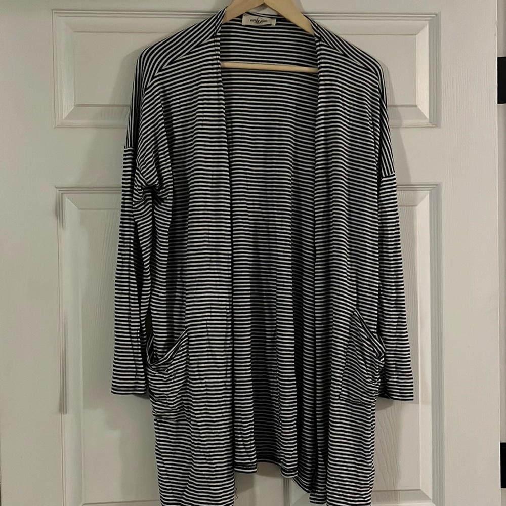 Carly Jean Sailor Cardigan Navy and White